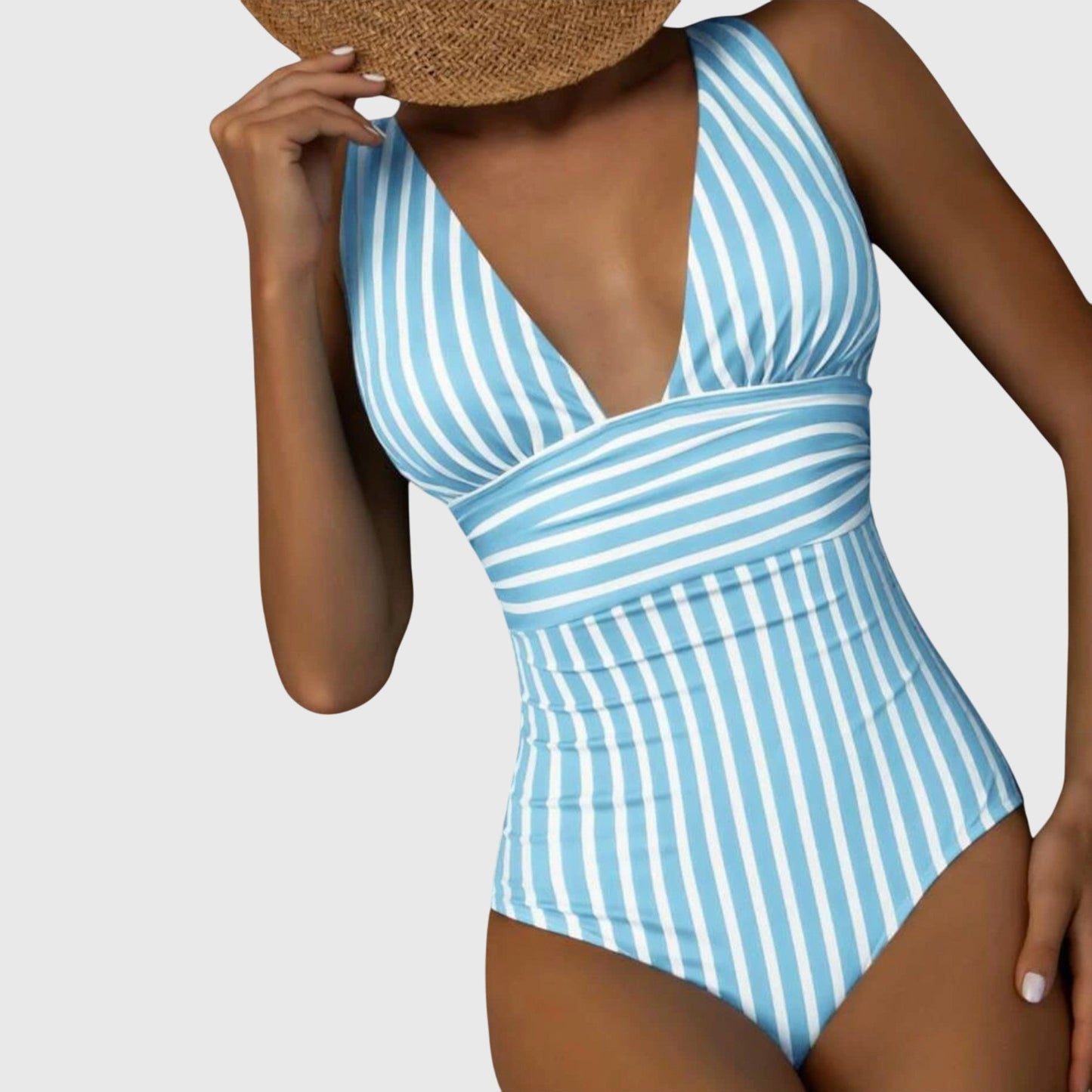 Dames Getailleerd Badpak – V-hals, Geschikt voor Zomer en Strandgebruik