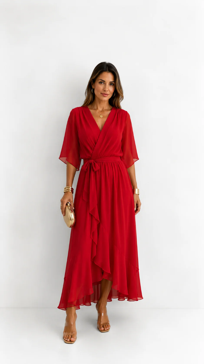 Dames Galajurk Chiffon met Portefeuille-Silhouet