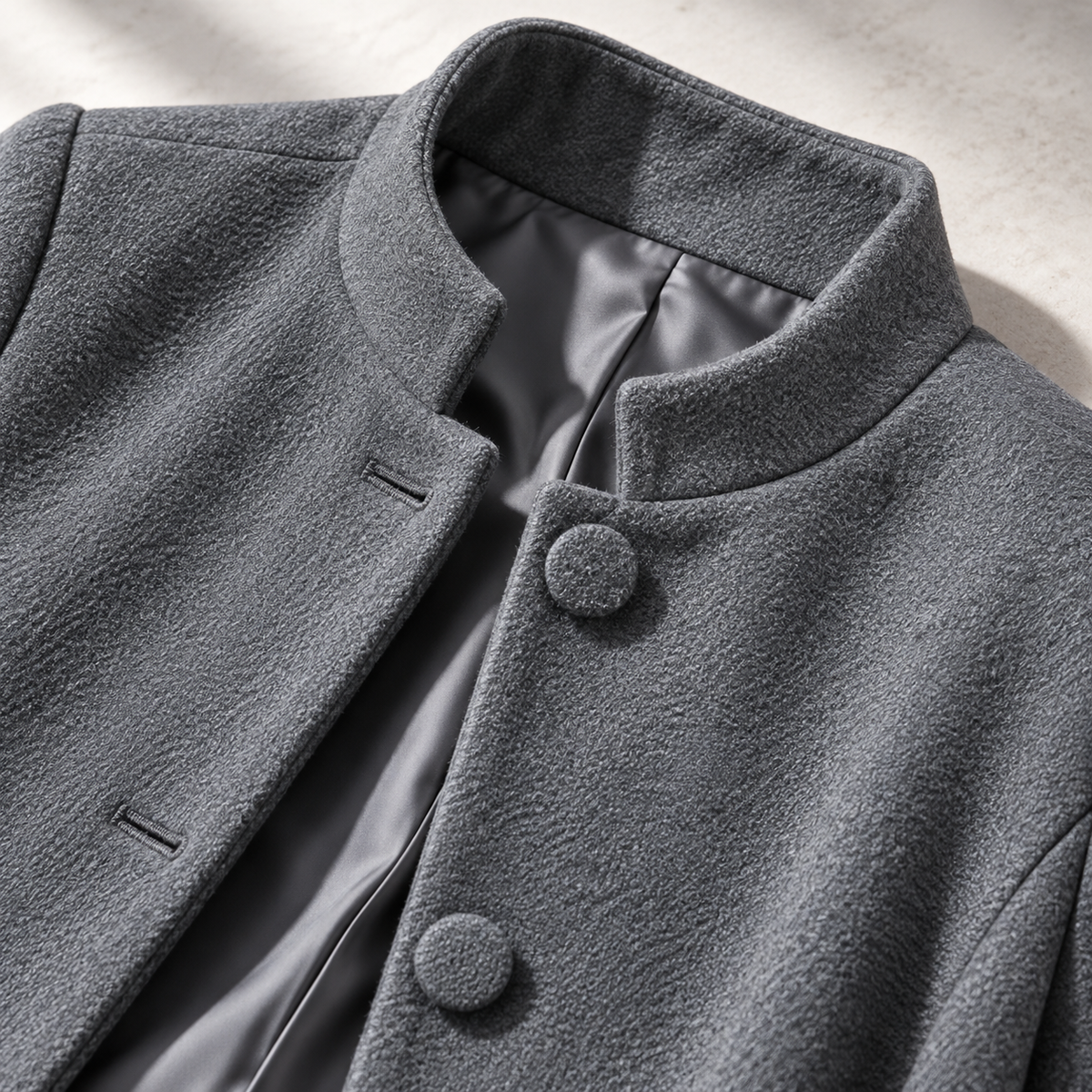 Dames Longline Jas met Staande Kraag en Taillenaad