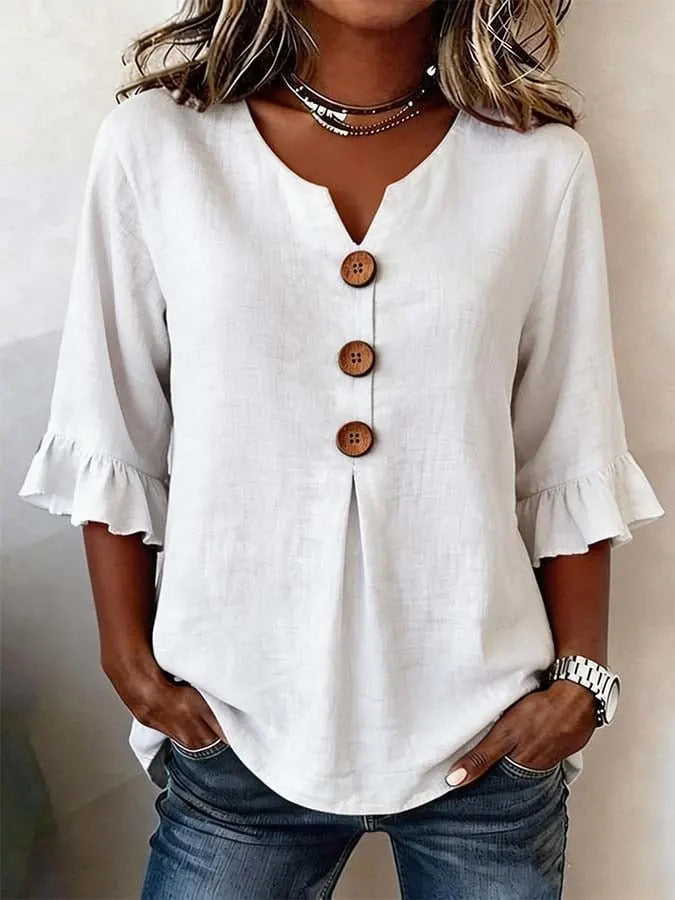 Dames Blouse Lange Mouw met Ruches