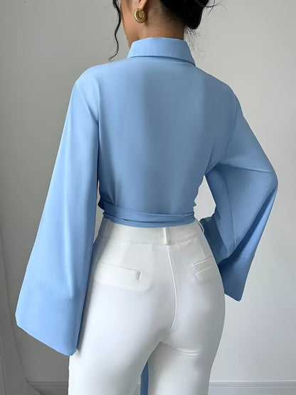 Bodi - Crop Top met Strik en Klokmouwen