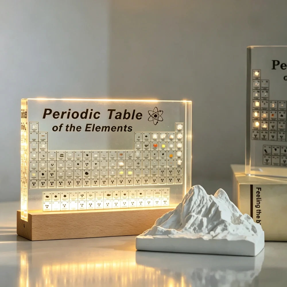 Periodiek Systeem Display met Echte Elementmonsters en LED-verlichting