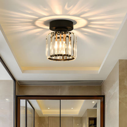 Plafondlamp Zwart met Kristallen Kap - Modern Design voor Hal en Woonkamer