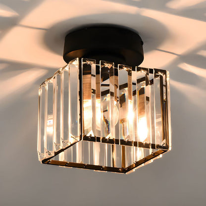 Plafondlamp Zwart met Kristallen Kap - Modern Design voor Hal en Woonkamer