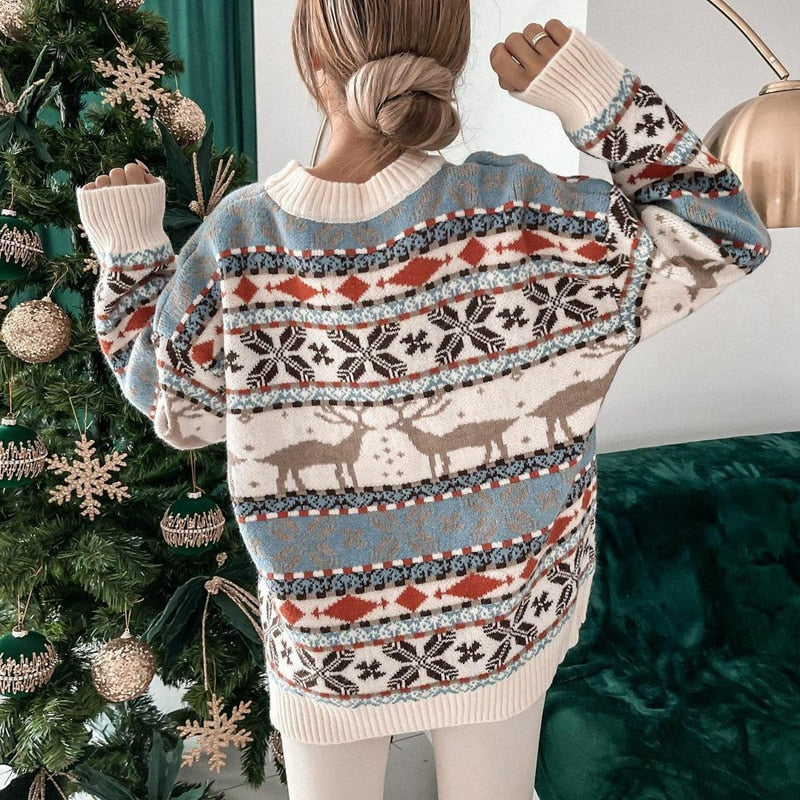 Dames Warme Kersttrui – Met Kerstprint, Wintertrui voor Kerstmis, Kerstfeest en Kerstborrel