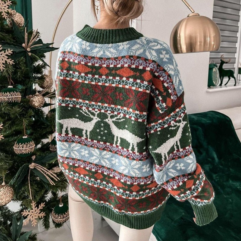 Dames Warme Kersttrui – Met Kerstprint, Wintertrui voor Kerstmis, Kerstfeest en Kerstborrel
