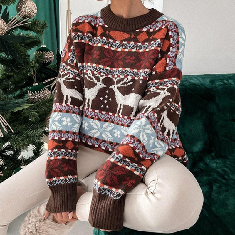Dames Warme Kersttrui – Met Kerstprint, Wintertrui voor Kerstmis, Kerstfeest en Kerstborrel
