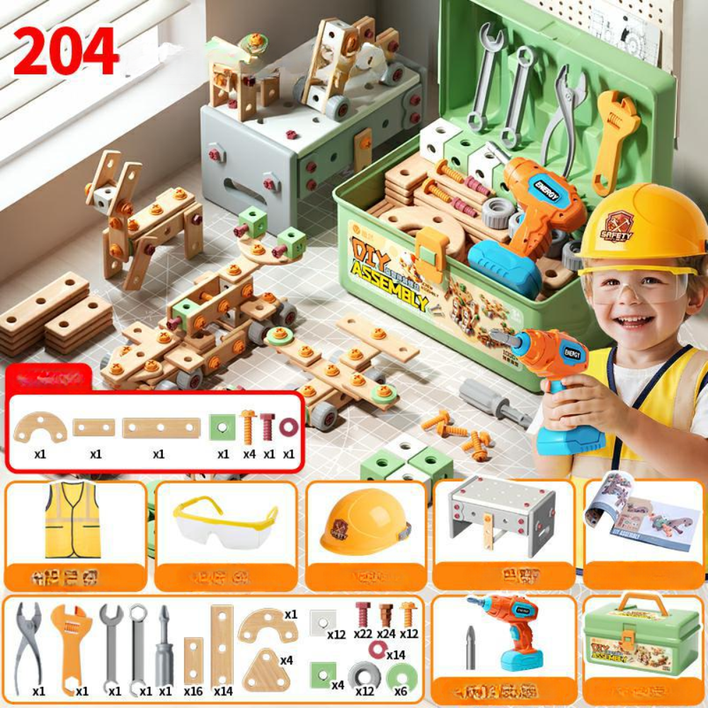 Coffret d'outils de construction, version 204 pièces