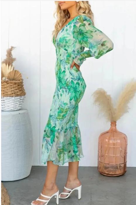 Lara - Elegante Midi Jurk met Bloemenprint voor Dames