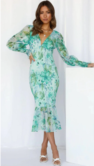 Lara - Elegante Midi Jurk met Bloemenprint voor Dames
