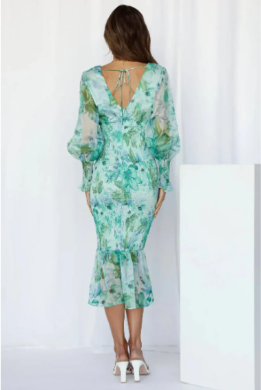 Lara - Elegante Midi Jurk met Bloemenprint voor Dames