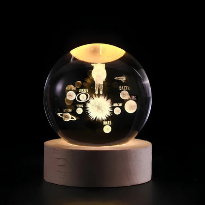 Lichtgevende Kristallen Bol met 3D Gravure Nachtlampje
