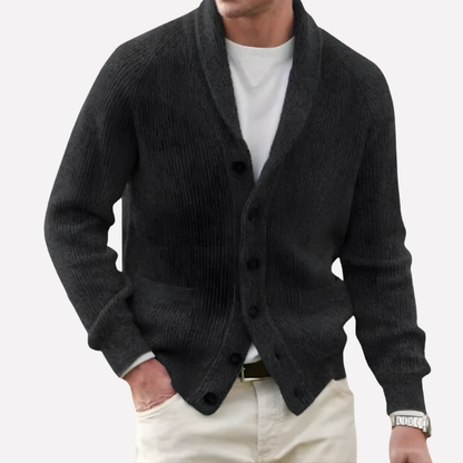 Heren Cardigan met Sjaalkraag en Knoopsluiting