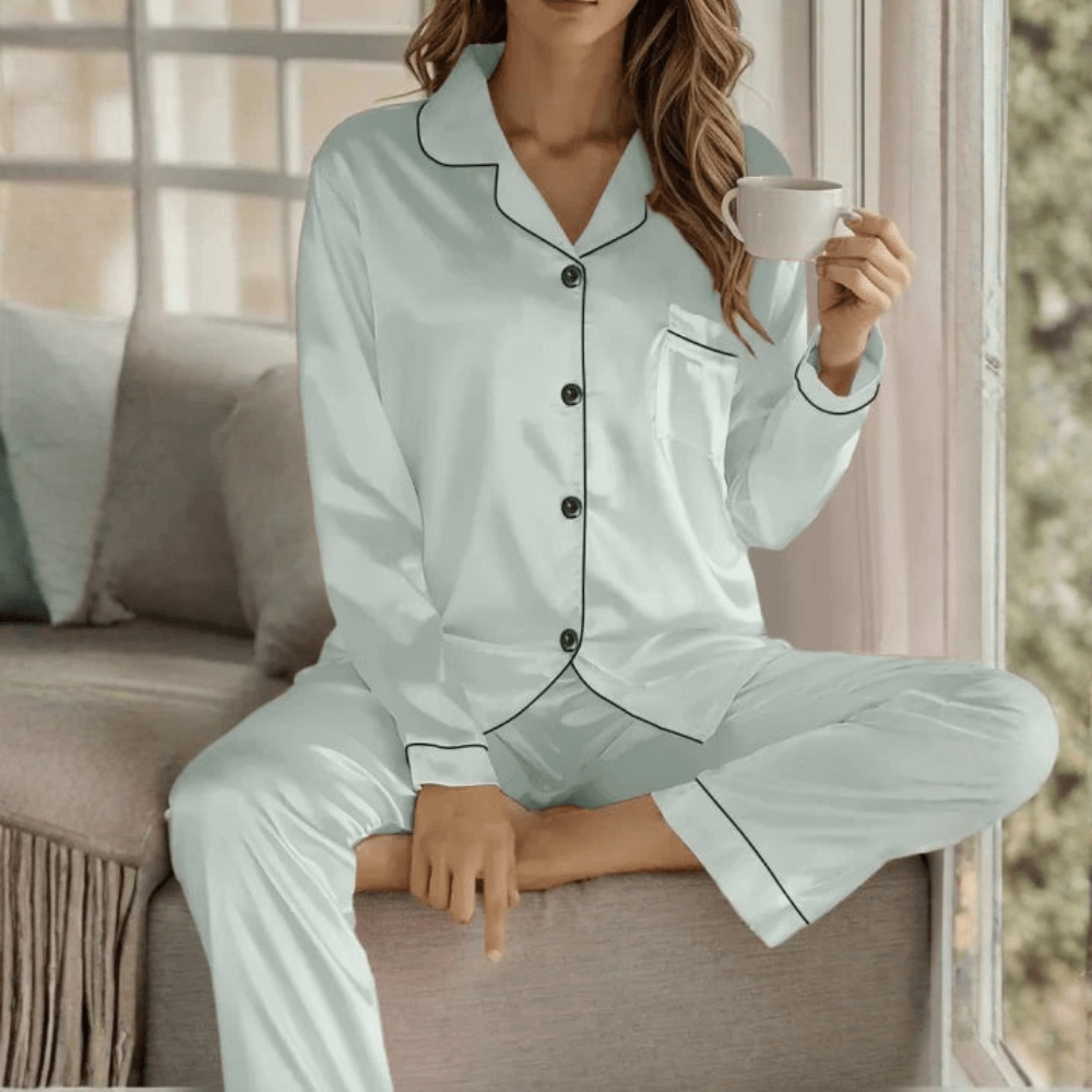 Dames Pyjama Set met Knopen - Loungewear Nachtkleding