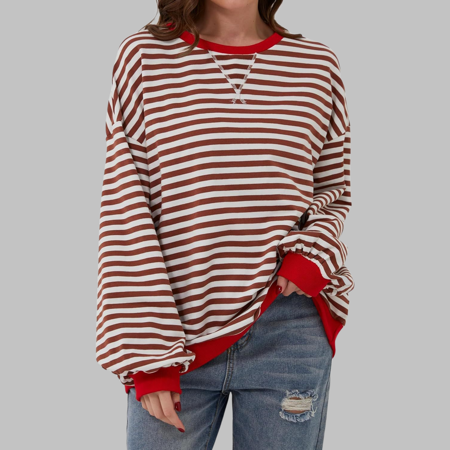 Dames Oversized Sweatshirt – Casual, Lange Mouwen, Ronde Hals, Geschikt voor Dagelijks Gebruik