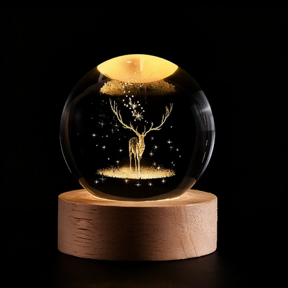 Lichtgevende Kristallen Bol met 3D Gravure Nachtlampje