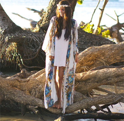 Viscose Kimono met Sierlijke Print voor Dames – Luchtig Comfort en Elegantie