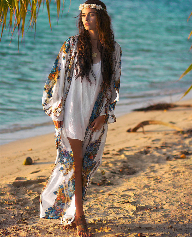 Viscose Kimono met Sierlijke Print voor Dames – Luchtig Comfort en Elegantie