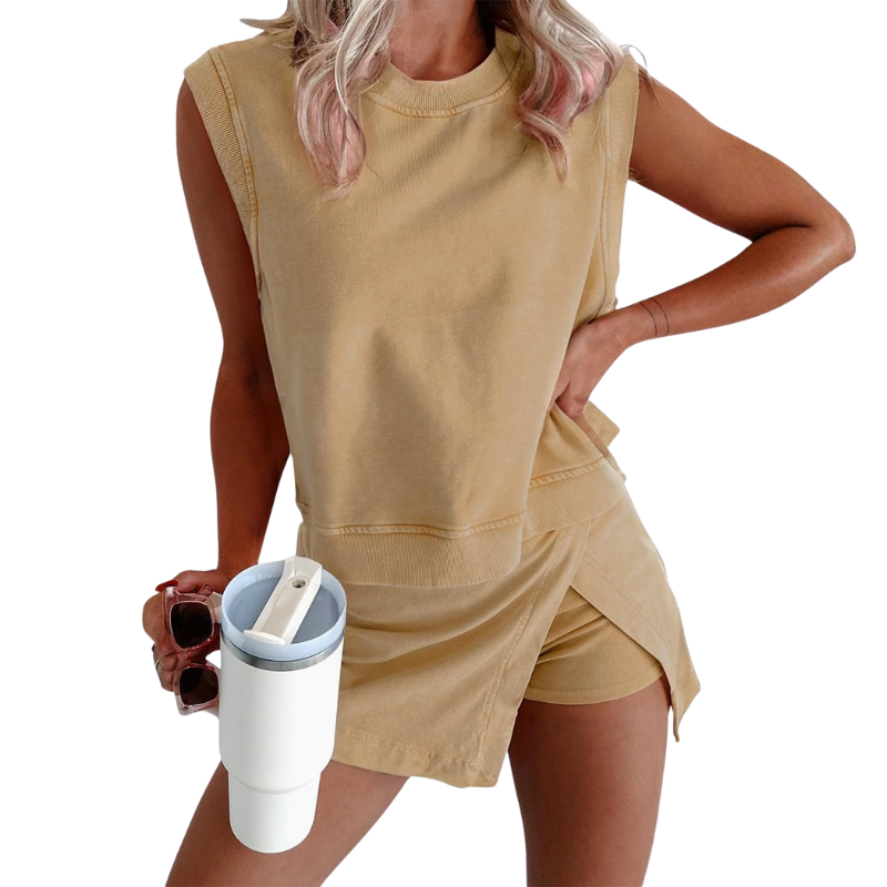 Dames Getailleerde Set – Geschikt voor Sport en Dagelijks Gebruik, Met Tanktop en Rok