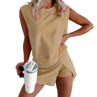 Dames Getailleerde Set – Geschikt voor Sport en Dagelijks Gebruik, Met Tanktop en Rok