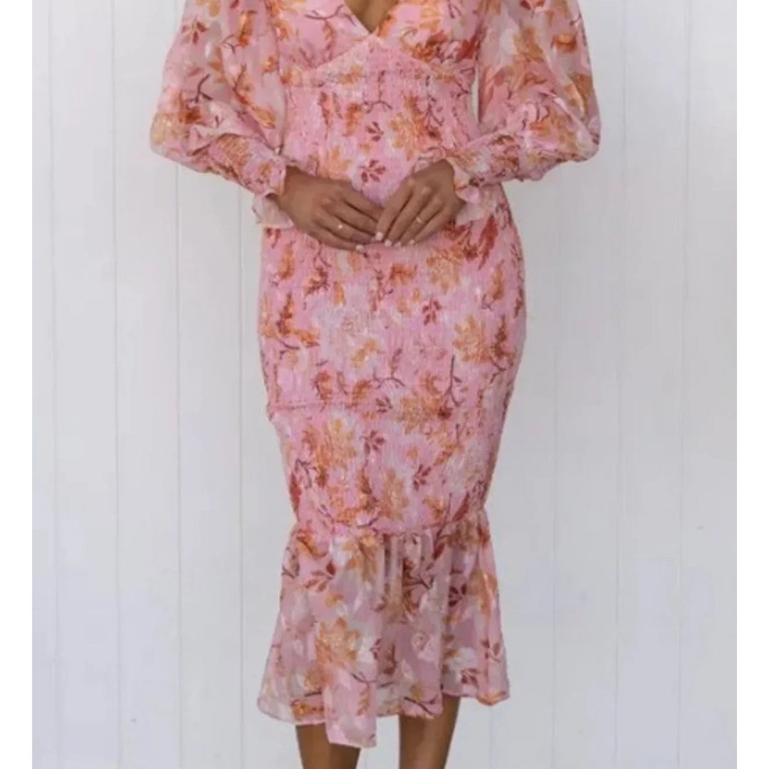 Lara - Elegante Midi Jurk met Bloemenprint voor Dames