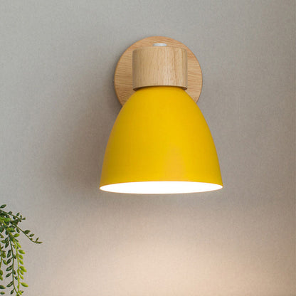 Wandlamp met Kantelbare Arm en Conische Kap - Hout en IJzer