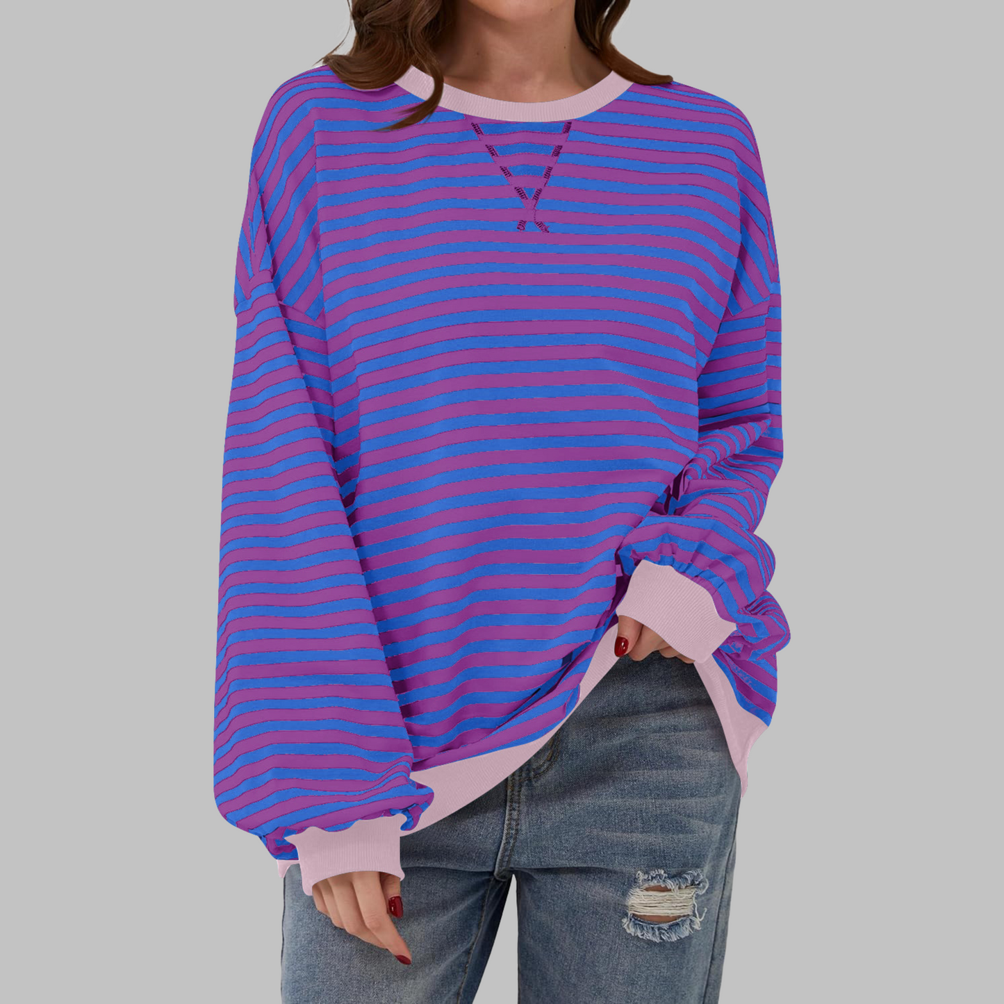 Dames Oversized Sweatshirt – Casual, Lange Mouwen, Ronde Hals, Geschikt voor Dagelijks Gebruik