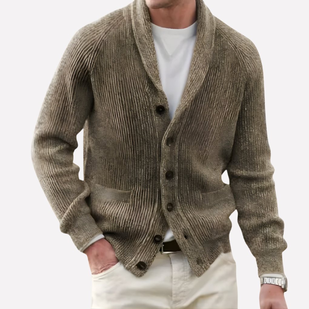 Heren Cardigan met Sjaalkraag en Knoopsluiting