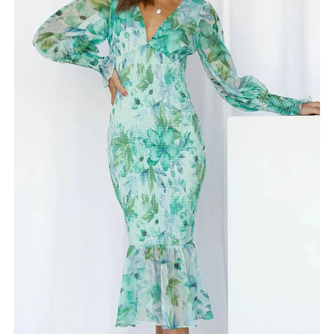 Lara - Elegante Midi Jurk met Bloemenprint voor Dames