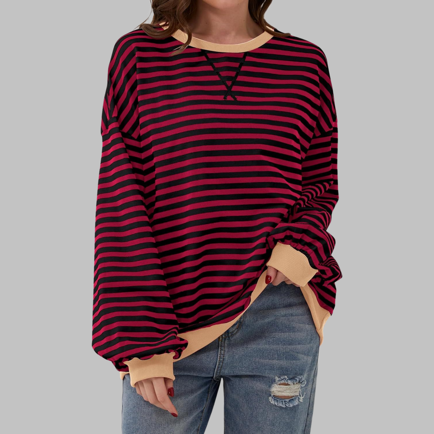 Dames Oversized Sweatshirt – Casual, Lange Mouwen, Ronde Hals, Geschikt voor Dagelijks Gebruik