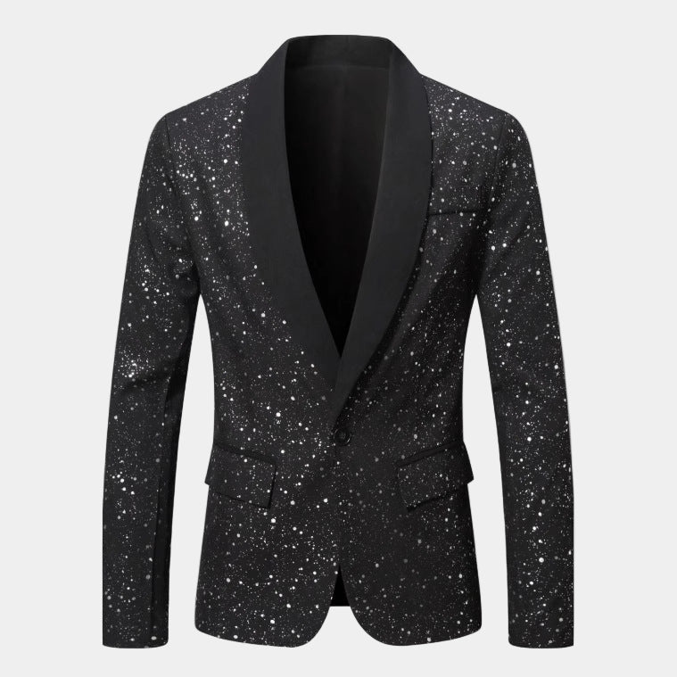 Heren Glitter Colbert met Satijnen Sjaalkraag