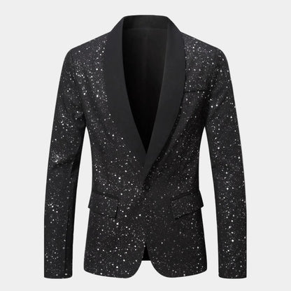 Heren Glitter Colbert met Satijnen Sjaalkraag