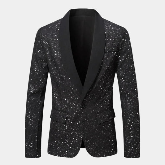 Heren Glitter Colbert met Satijnen Sjaalkraag