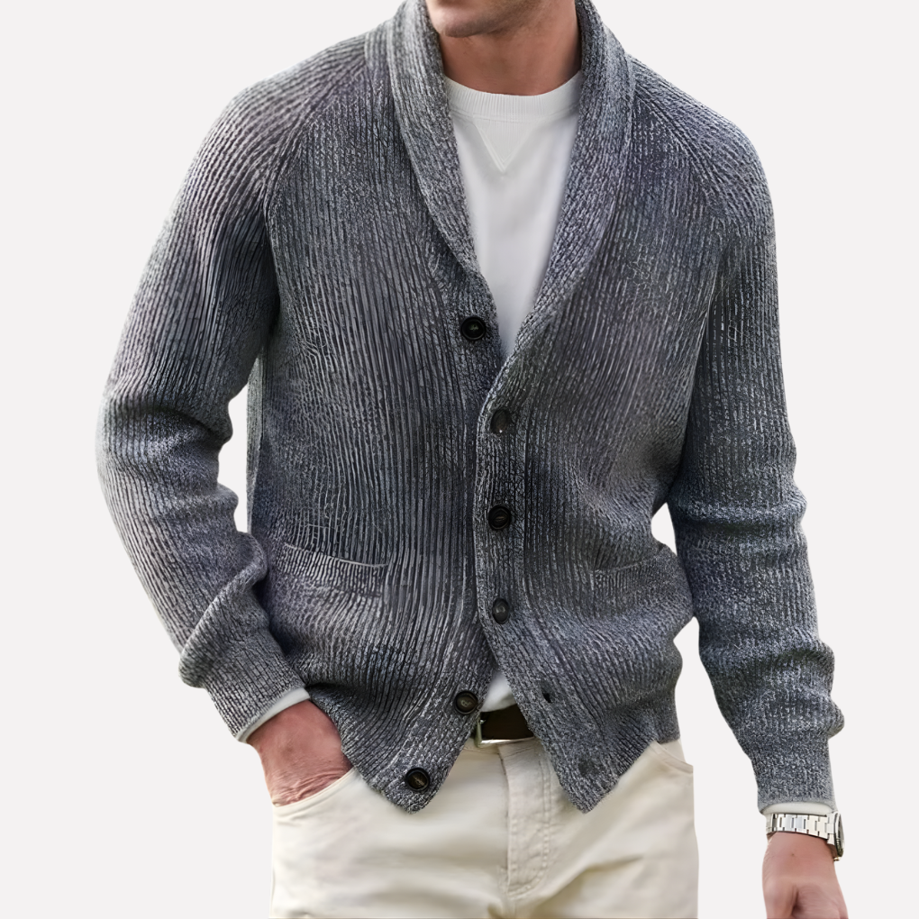 Heren Cardigan met Sjaalkraag en Knoopsluiting