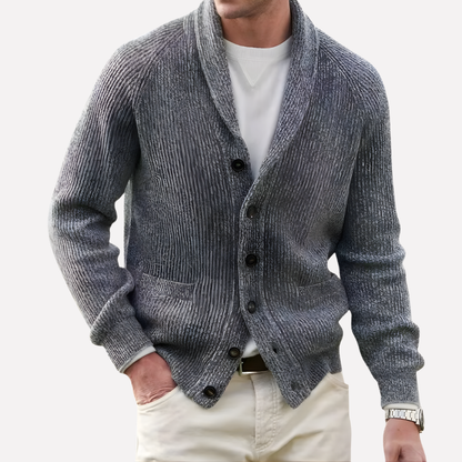 Heren Cardigan met Sjaalkraag en Knoopsluiting