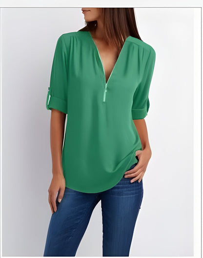 Amaya - Stijlvolle Blouse met Halve Rits