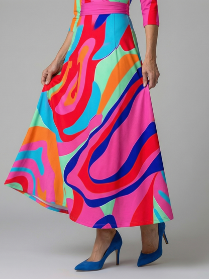 Dames Midi Jurk met Wikkelhals en Bloemenprint