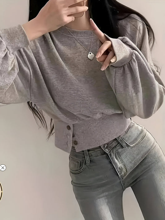 Bay - Elegant T-shirt met Knoopdetail