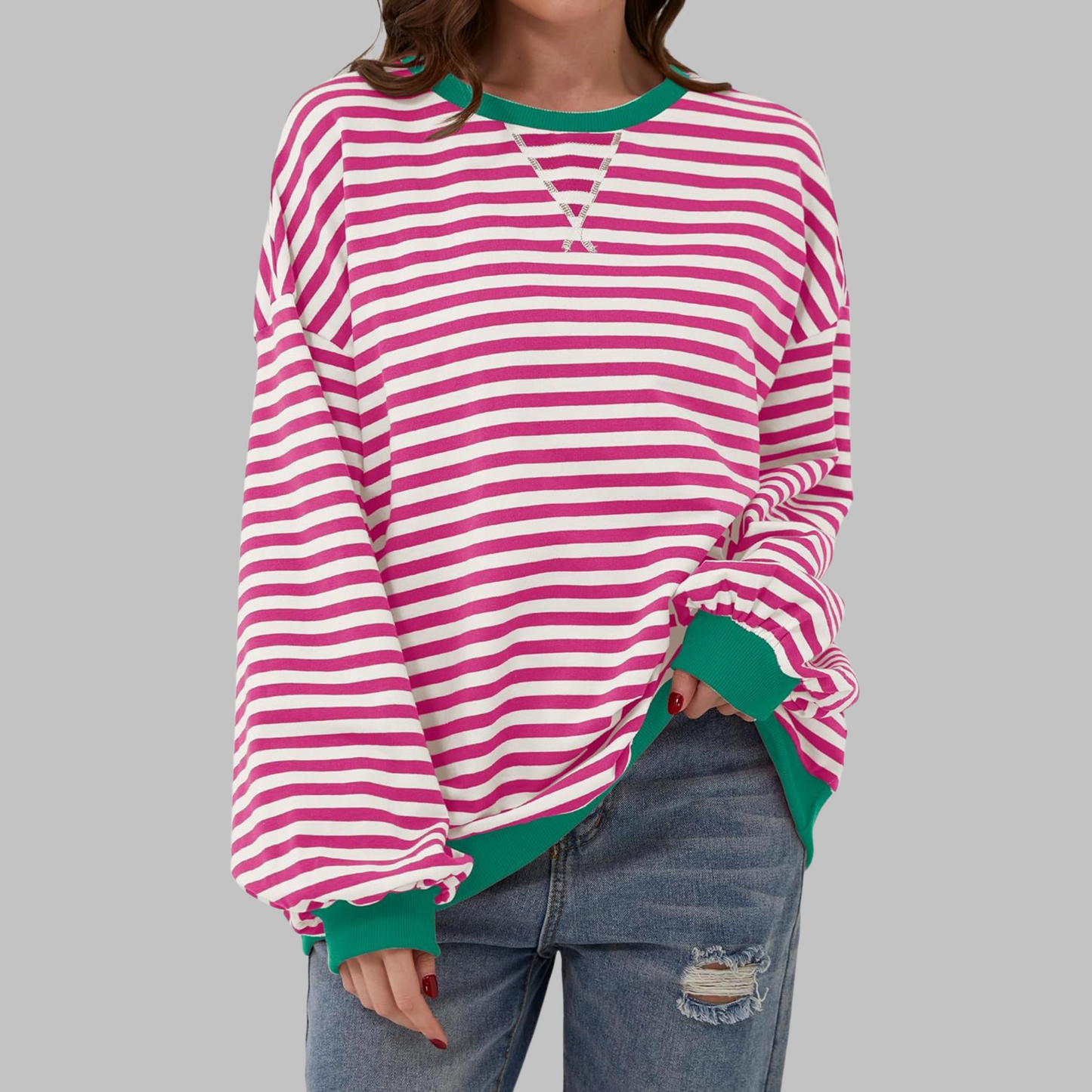 Dames Oversized Sweatshirt – Casual, Lange Mouwen, Ronde Hals, Geschikt voor Dagelijks Gebruik