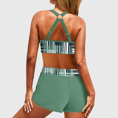 Dames High-Waisted Bikini – Ribbelstructuur, Geschikt voor Zomer en Strandgebruik