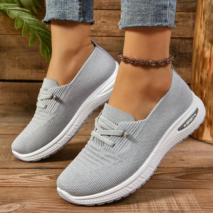 Dames Slip-On Sneakers met Brede Neus - Lichtgrijs