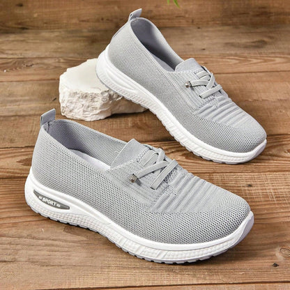 Dames Slip-On Sneakers met Brede Neus - Lichtgrijs