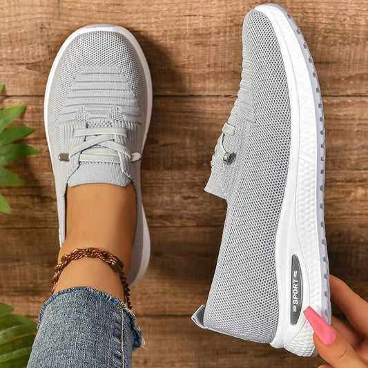 Dames Slip-On Sneakers met Brede Neus - Lichtgrijs