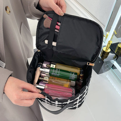 Lieve - Stijlvolle Geruite Reiscosmetica Tas