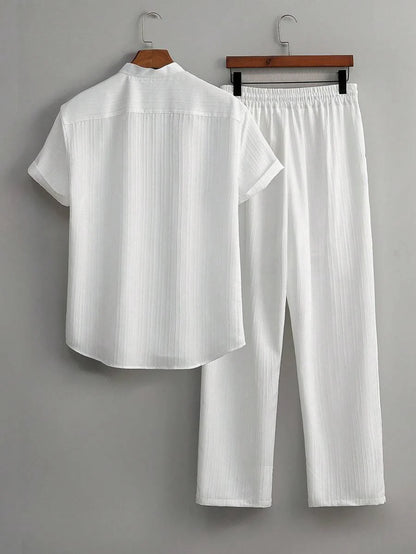 Heren Slim Fit Set – Met Opstaande Kraag, Geschikt voor Casual en Werkgebruik