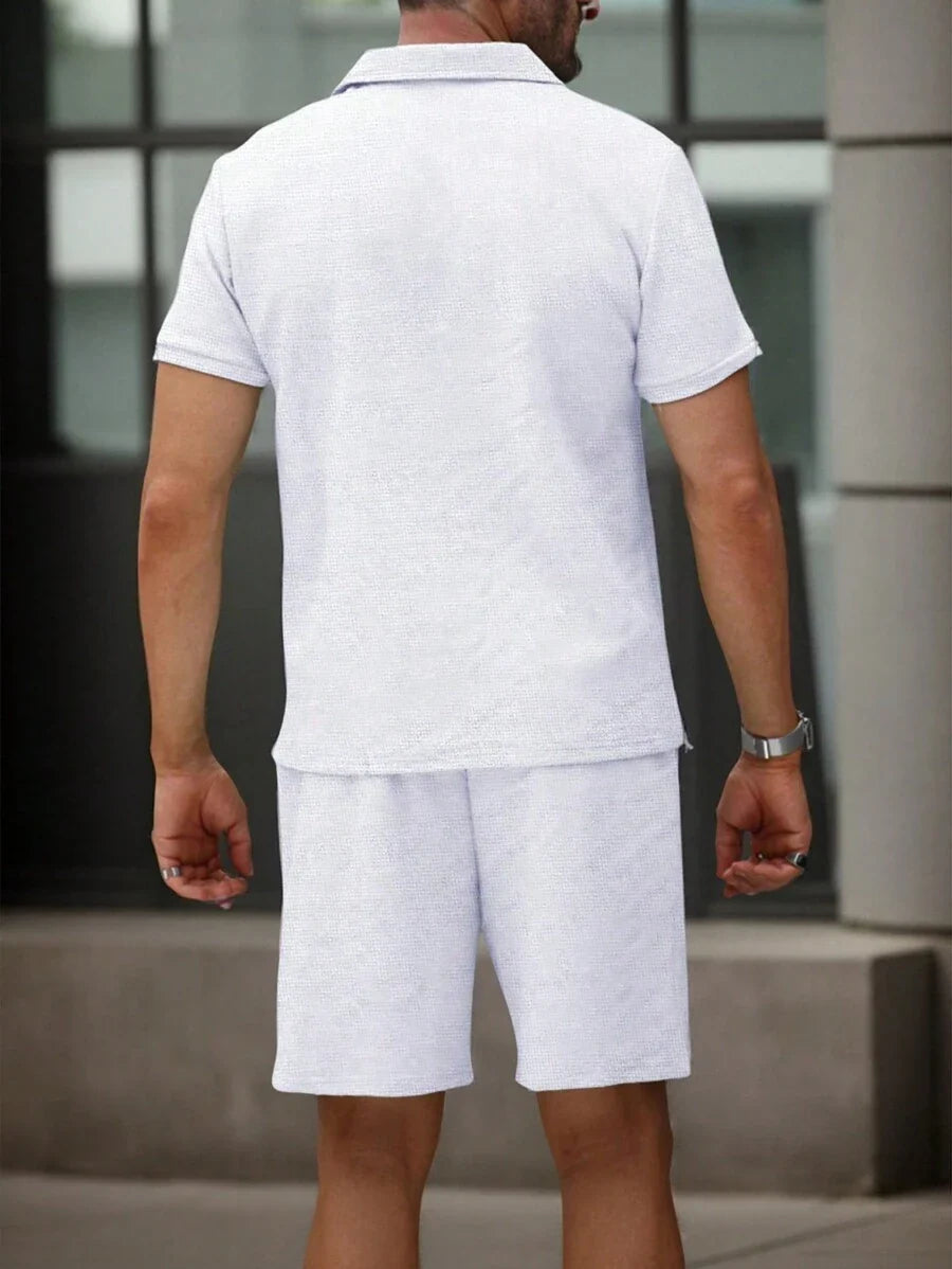 Heren Slim Fit Set – Casual Polo en Shorts voor Zomergebruik