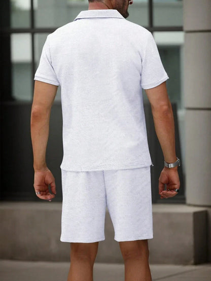 Heren Slim Fit Set – Casual Polo en Shorts voor Zomergebruik