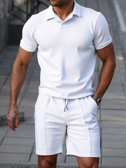 Heren Slim Fit Set – Casual Polo en Shorts voor Zomergebruik