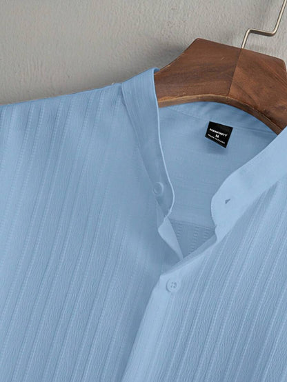 Heren Slim Fit Set – Met Opstaande Kraag, Geschikt voor Casual en Werkgebruik