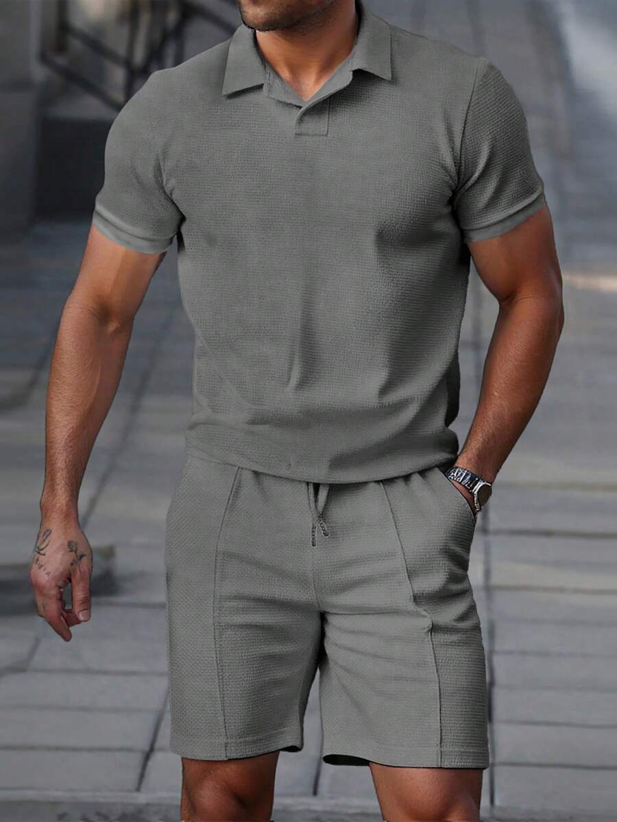 Heren Slim Fit Set – Casual Polo en Shorts voor Zomergebruik